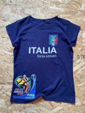 2010 World Cup Italia Forza Azzurri Navy Short Sleeve Tee